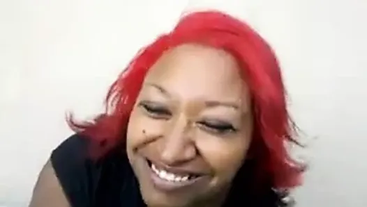 Ebony Redhead Swallows the Cum