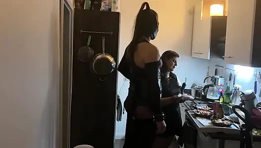 Kinky Kitchen Encounter: Fetish Babe Dominates Her Friend