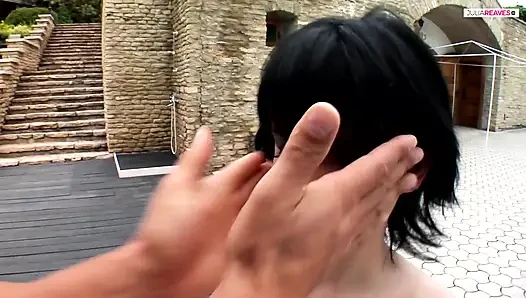 Horny skank gets in mindblowing blowjob before a hard fuck on the ass