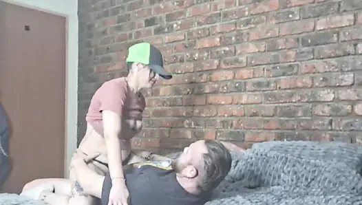 Fucking husband and friend in threesome
