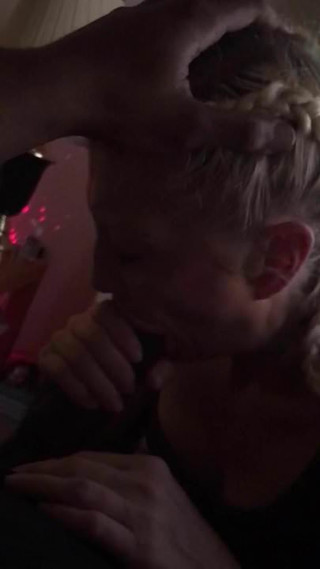 Old white whore with braids swallowing black cock