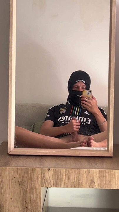 Horny Soccer Bro Shows his Big Cock and Feet with Pre Cum Leaking | Clip 1