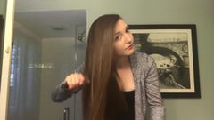 Sexy Long hair brushing