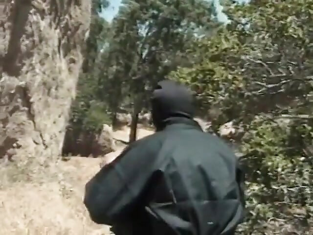 Ninja dude bangs horny asian milf outdoors