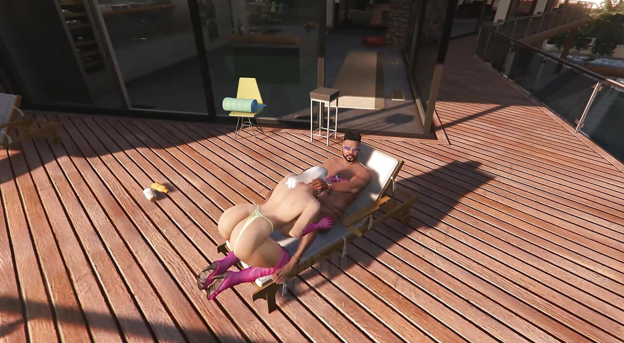GTA V Big Booty Lady in pink gloves destroys Franklin Part 3