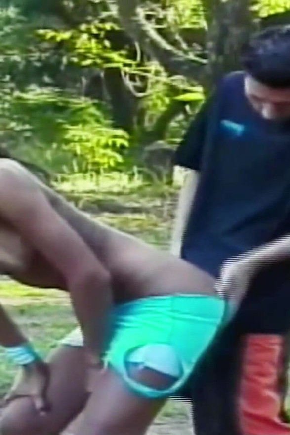 Skinny Guy with Big Tits Latina Tranny Secretly Fucked Anally Outdoors