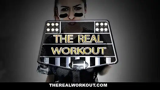 Big titty Milf sucks off a muscle stud in the gym