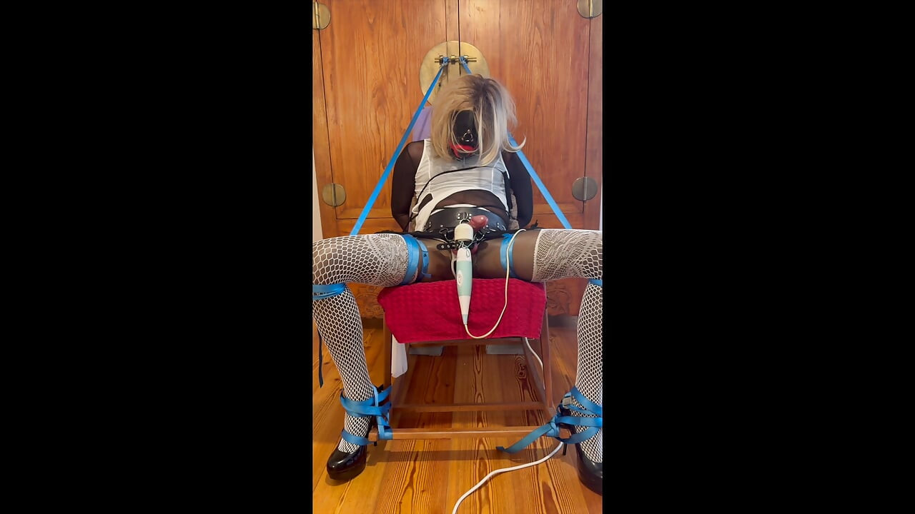 Nylon Toy Doll Chairtied and Milked by MagicWand