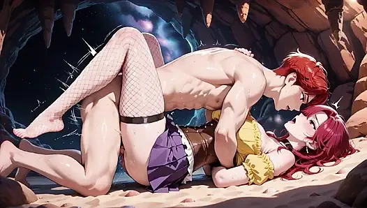 Sıska kızıl saçlı hentai tatlı kız kozmik mağarada daha kremsi aşk için yalvarıyor