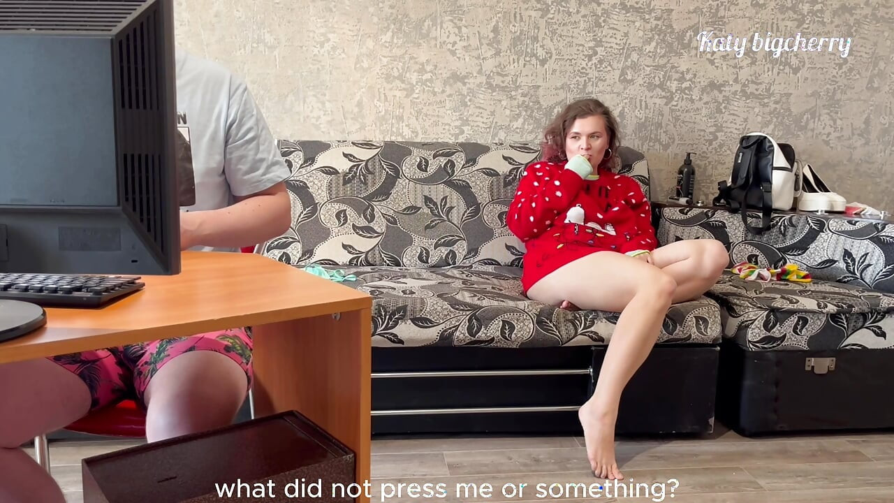Horny GF Fucks BF's Best Friend Right Behind His Back While He Games-Anal+Creampie