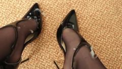 My lady boss loves her high heels covered in cum