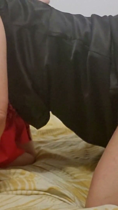 2655ss_French Amateur who wears Satin Outfit with Stockings, High Heels, Fucks, Licks Asshole | Clip 1