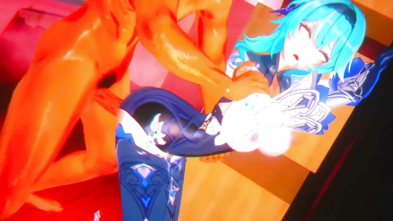 Genshin Impact - جلسه سکس شدید Eula - کرم پای هاردکور و آب پاشی خیس - هنتای سه بعدی Animation.Mp4