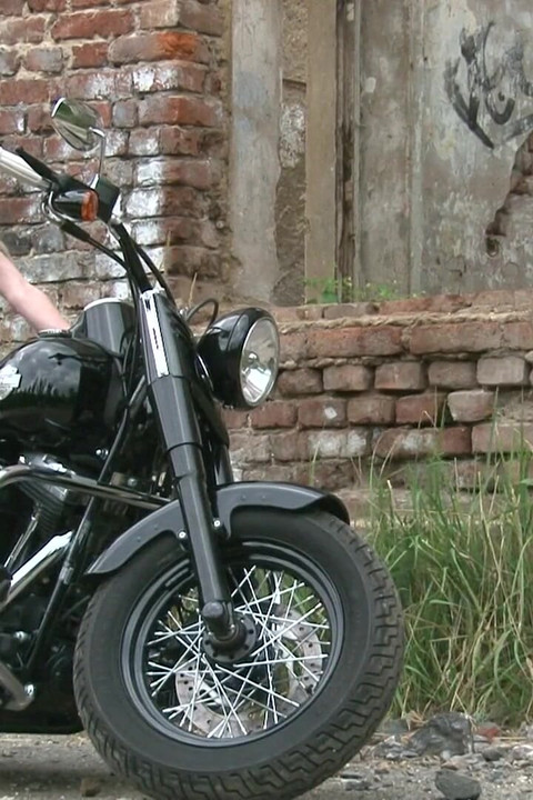 Skinny blonde on a bike