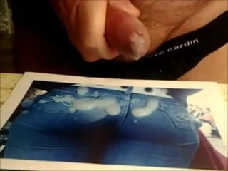 cum tribute to friend's jeans ass