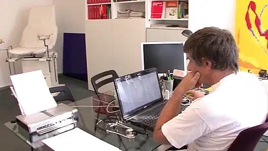 Busty German MILF rides dick in the doctor's office