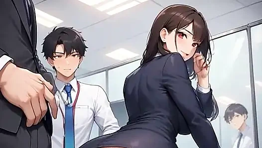 Секретарша Waifu в видео от первого лица - соблазнение в нейлоне крупным планом и скрытая игра с куннилингусом, разогрев