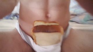 Süper sıcak kalın tost beyaz ekmek kadın