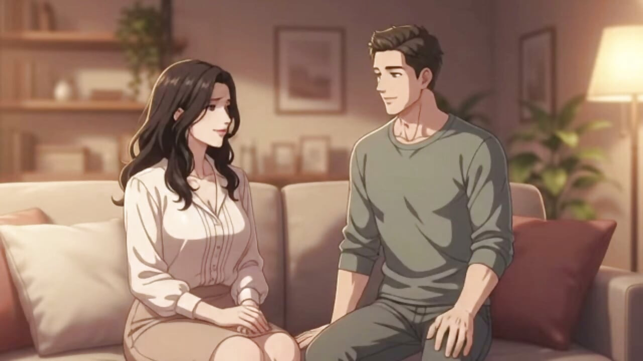 Stepmom feel tired stepson help his for relaxing when dad is out