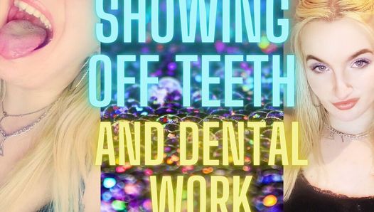 Показывает зубы и стоматологическая работа