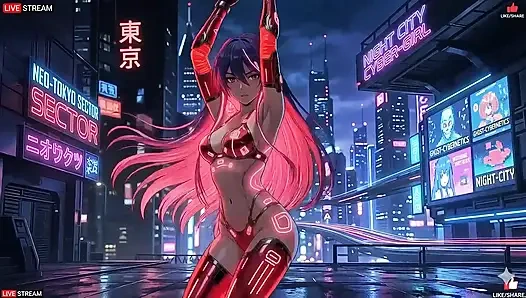 Gadis cyberpunk dengan gaya punk yang sensual - beberapa adegan hot