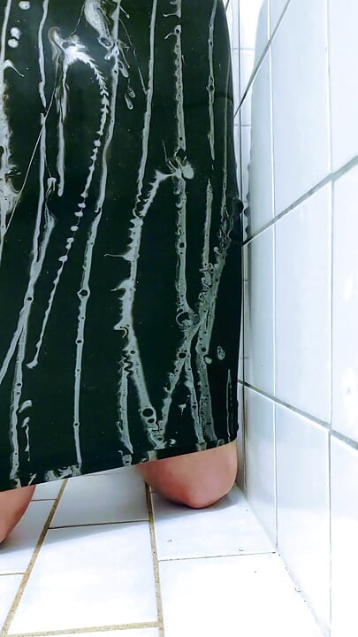 Erika Oak Cums in Latex Skirt