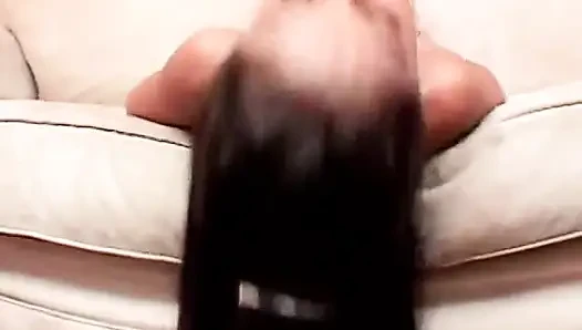 Sexy brunette bombshell gets her pretty face fucked with a long cock