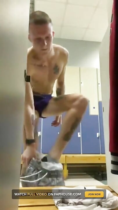 In the Locker Room, All Wet After a Workout, Was Excited by the Guys Passing by