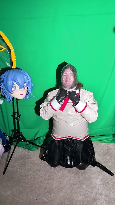 PVC Kigurumi Cosplayer Madoka Uniform Vibrator and Breathplay