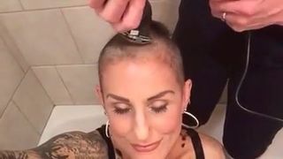 sexy girl with tatoos gets buzzed
