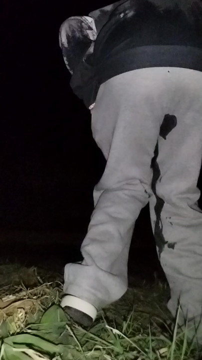 I'm wet himself twice time outside in the same grey pants