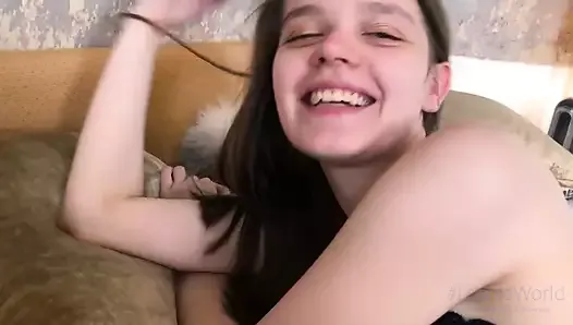 TINY NEW YOUNG HIGH SCHOOL TEEN TAKES A HUGE DICK IN CASTING