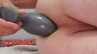 Gaping Monster hole swallows worm and xl egg plug squarepeg