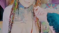 Tattooed Girl with Dreads Plays with Tight Little Pussy