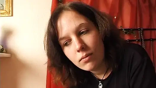 Small tit brunette fingering and rubbing her pussy