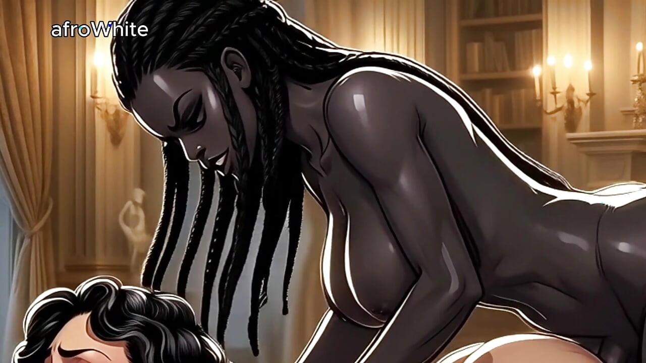 AI Generated - Hentai cartoon animated anime african american black ebony european trans goddess stripper fucks step sister raw
