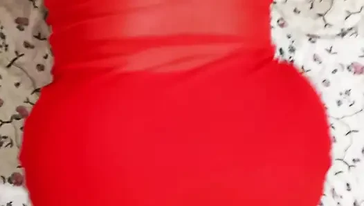 Desi wife in red night dress gives sloppy blowjob & gets hard fuck by husband