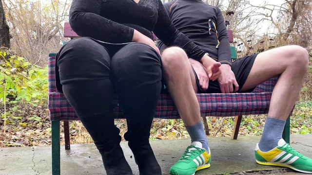 MILF in high boots gets cum hand cream
