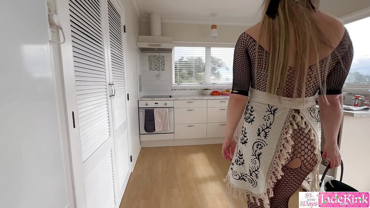 Man hires a naughty maid and fucks her while cleaning and cooking