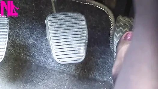Nyllady Revving and Driving in Black Estrad Sandals and Black Stockings with Anklet