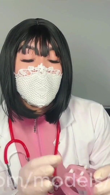 Captivating moment from "Medical Exam: Trans Doc Dominates Patient with Huge Cum Load"