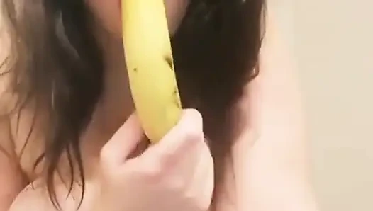 Suck Banana and Masturbating