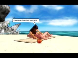 3d 性爱：carine 在海滩上