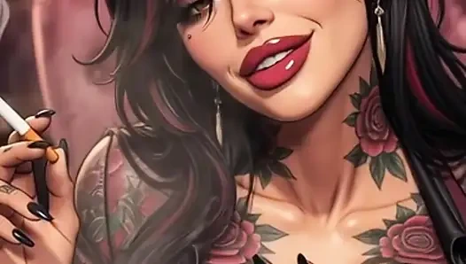 100% AI generiert anime-rauch und tattoos fetisch pOV JOI Solo dirtytalk necken