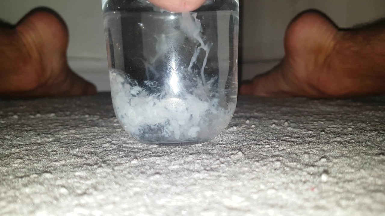 Cum in a glass of water