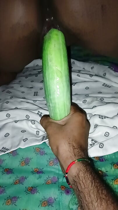 Desi sister-in-law put whole cucumber in