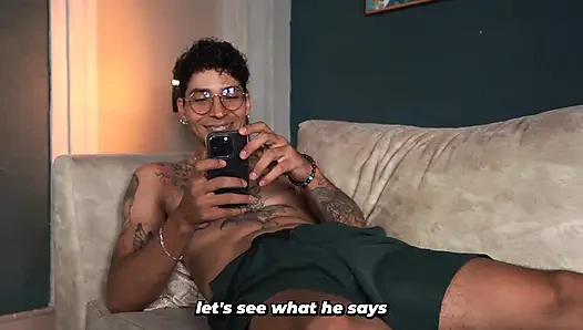 Stepbrother accidentally shows his penis to his slim stepsister, and she wants to see it.