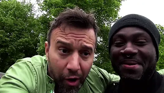 Stunning tattooed blonde fucked outdoor by a big black cock