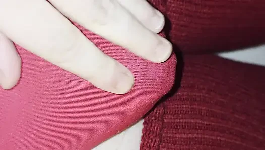 Fat Sissy Chastity and Cum in Red Outfit!!