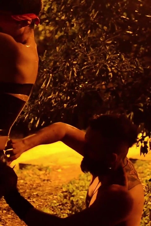 Sub Is Restrained and Used by Bearded Master in a Public Park.